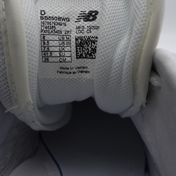NEW New Balance 550 Leather Sneakers BB550BWG White - Picture 2 of 7